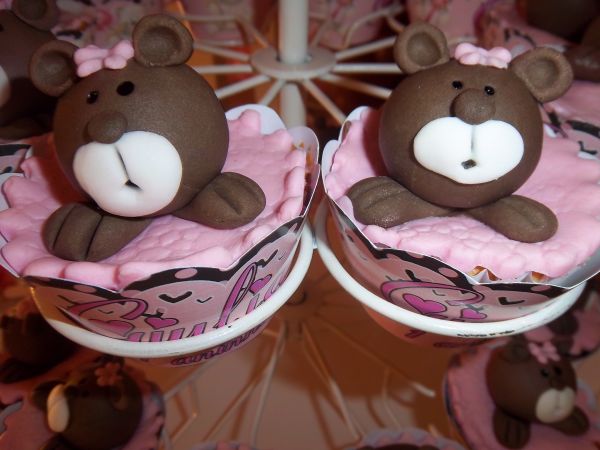 Cupcake Ursinhas Marron e Rosa