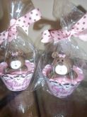 Cupcakes Ursinhas Marron e Rosa embalados
