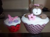 cupcakes de ursinha marron e rosa